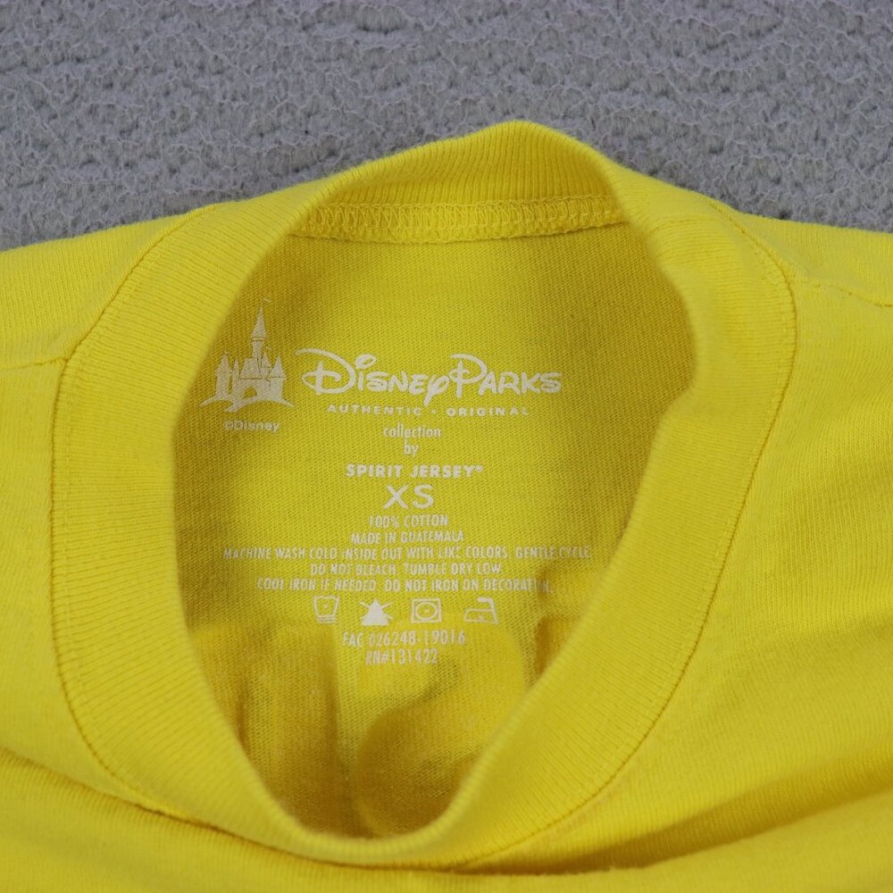 Disney World Spirit Jersey Womens XS Yellow Glitter Logo Spell Out Mickey Mouse - Picture 7 of 11